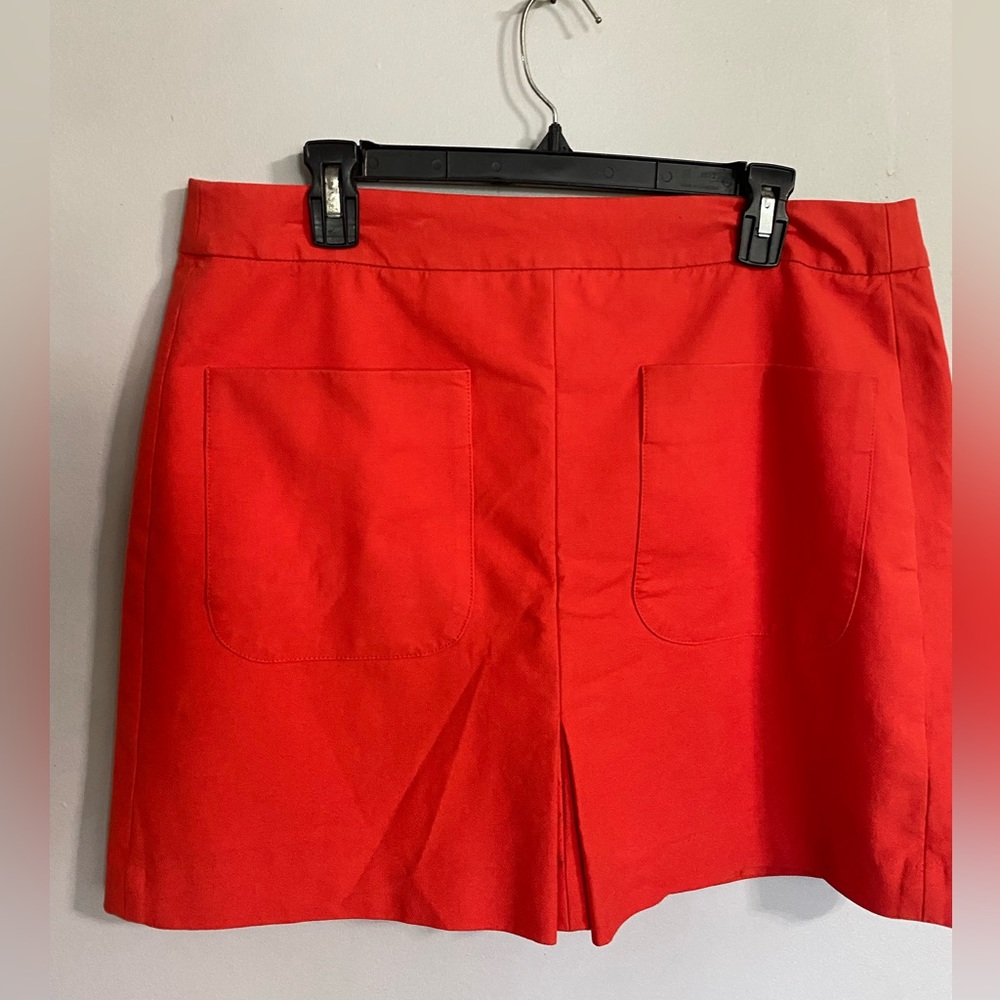 Loft Red Skirt with Front Pockets and Pleat Size 14